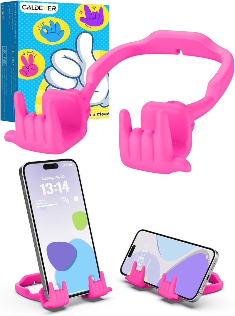 CALDEVER Stocking Stuffers for Teen Boys Girls Gifts Cell Phone Stand Upgrade Adjustable Rock on Lazy Phone Stand for Desk Cool Funny Gadget Gifts for Christmas Adult Men Women Wife 1Pack Hot Pink - Image 1